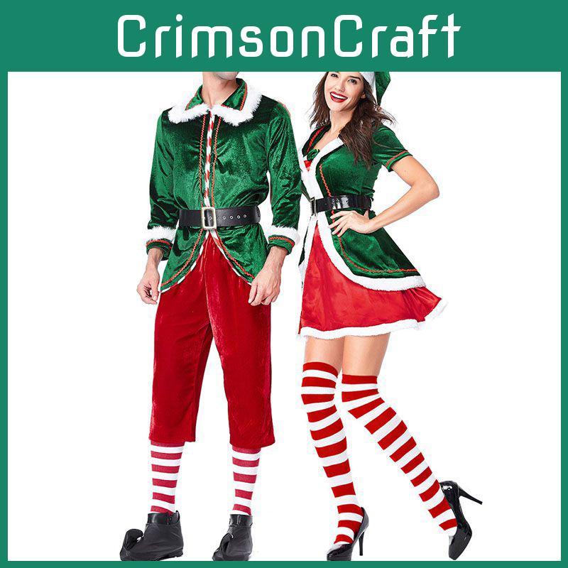 Vibrant Xmas Party Fancy Dress With Soft Touch Velvet Santa's Helper Costume