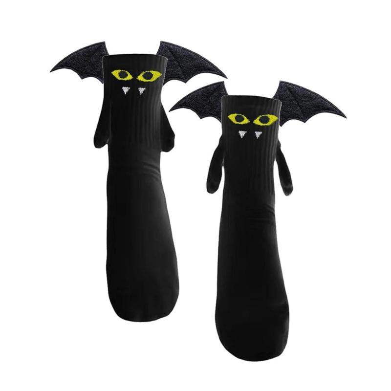 Festive Hand Holding Pattern Socks Soft Breathable Polyester Elastic Ankle Fit For Halloween Costumes Parties