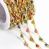 18K Gold Plated Stainless Steel Chain with Shiny Colorful Enamel Love Heart Design Link for Waterproof Bracelet Jewelry Making