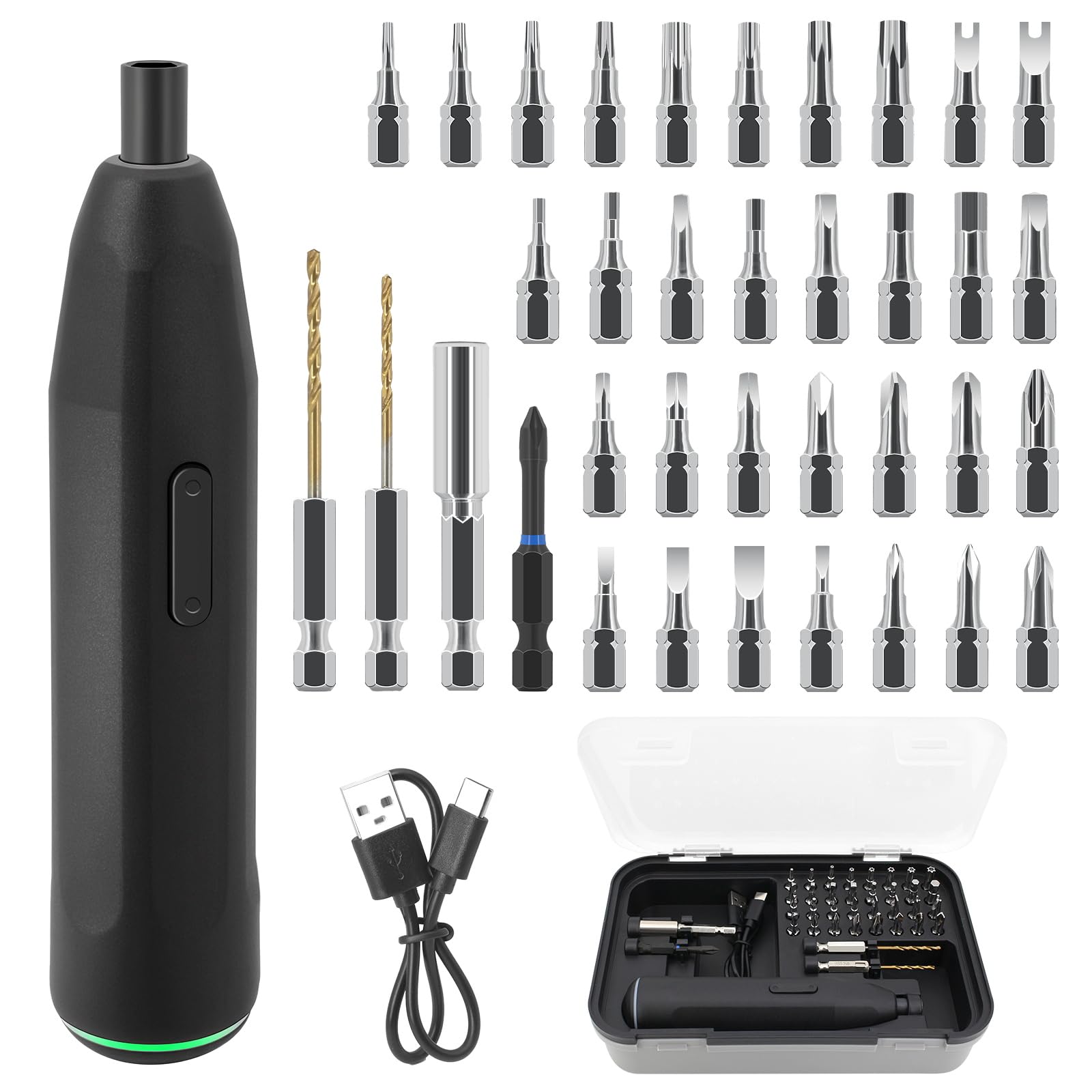 

Umelee Electric Small Size with 33 USB акумуляторна електрична дриль підходить для дому японська інструкція з експлуатації в комплекті викрутка, біти, драйвер, чорний