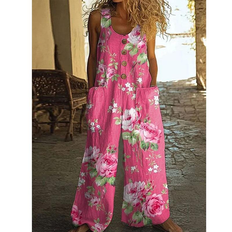 

Женский комбинезон повседневный свободный без рукавов с регулируемыми бретелями нагрудник широкие брюки комбинезон с карманами S