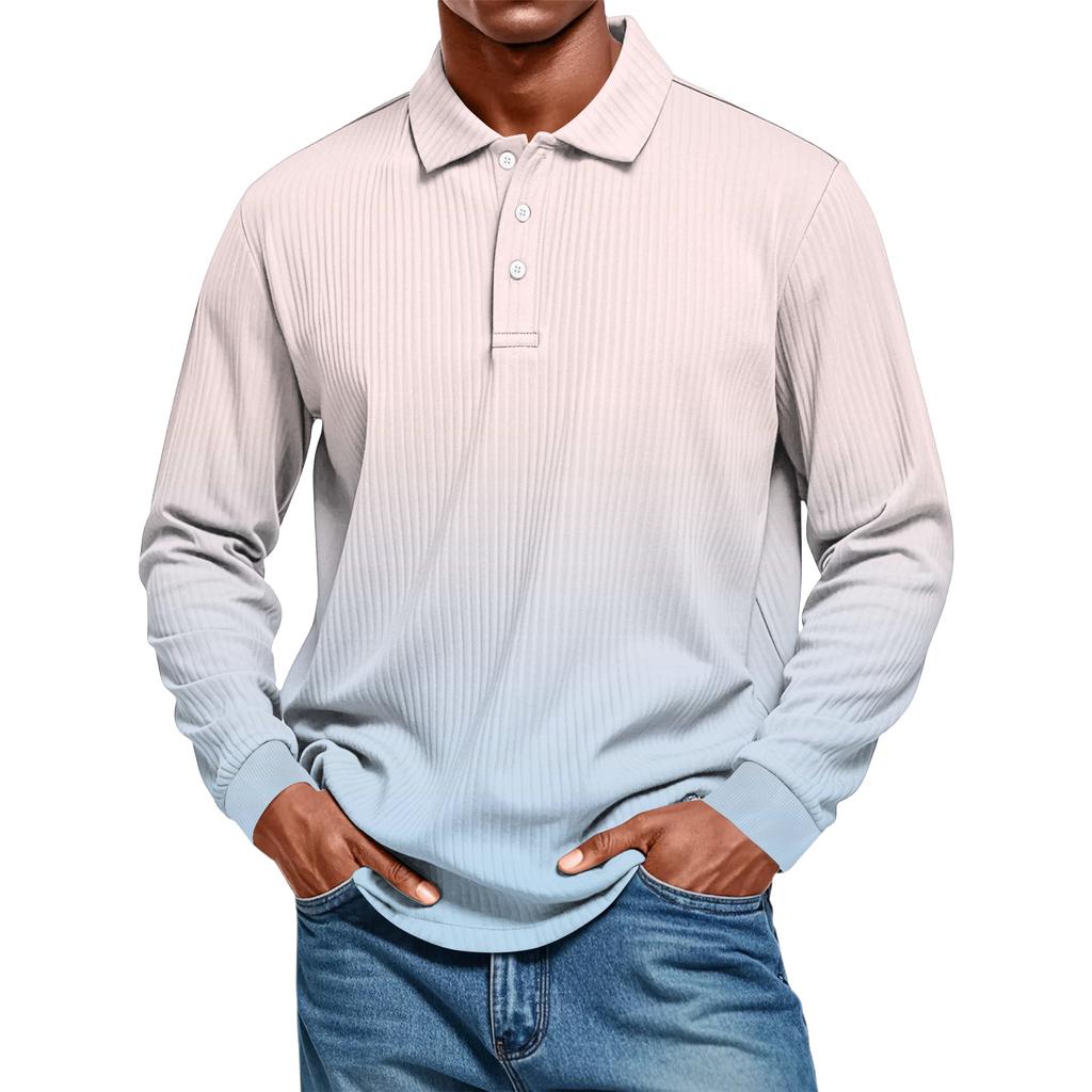 Men's Casual Style Solid Color Loose  Shirt Long-sleeved Top