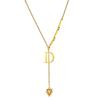 Initial Letter Necklace Gold Plated Stainless Steel Puffy Heart Pendant A-Z Alphabet Lariat Y Choker Waterproof