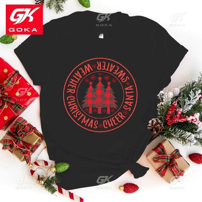 

New Christmas Cheer Santa Sweater Weather Print Cotton T Shirt Womens Unisexs Casual Round Neck Tees Tops Cool Hip Hop Short Sleeve 3XL