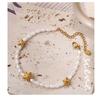 Stainless Steel Freshwater Pearl Necklace Bracelet Starfish Flower Beaded Necklace Set