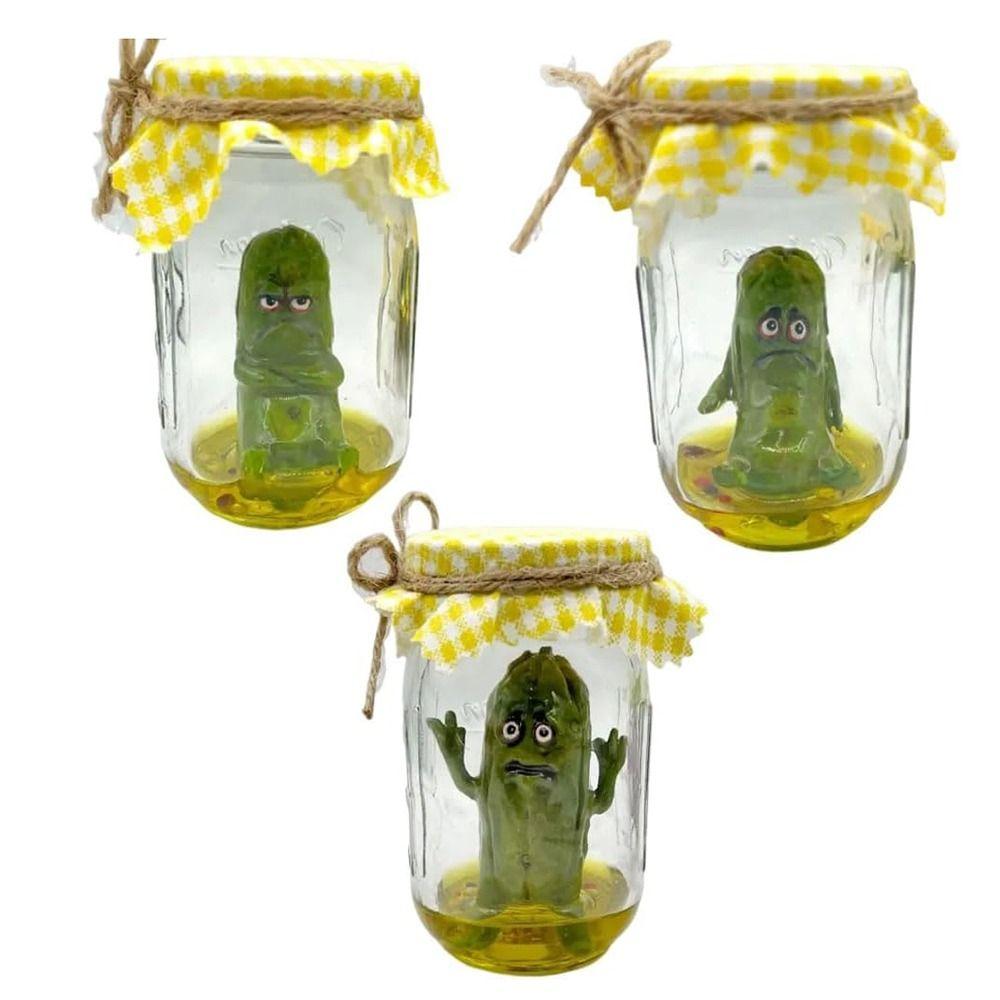 

Ручная работа, скульптура «Ворчливый огурец в банке», портативная миниатюра, маринованные огурцы, украшение в подарок Style 2