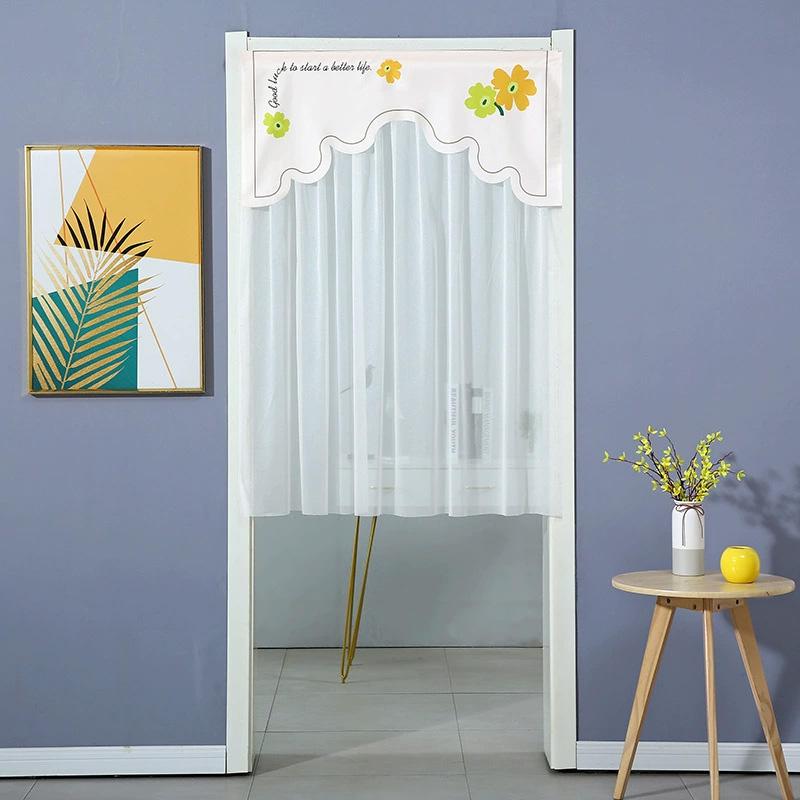 

1 шт. Тюлевый ламбрекен для кухонной двери, кулиска для карниза, минималистичный цветочный, дышащая дверная занавеска, короткая занавеска, полупрозрачная, полузанавеска 90*120cm