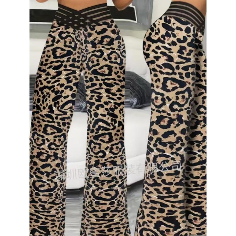 Womens High-Waisted Wide-Leg Pants With Cutout Waistband Casual Office Trousers Stretchy Loose Fit