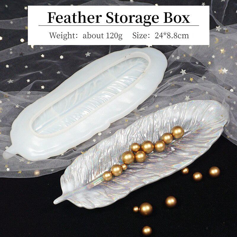 

1 шт., коробка для хранения в форме пера, силиконовая форма, поднос «сделай сам», форма для гипса, сделай сам, эпоксидная форма, украшение