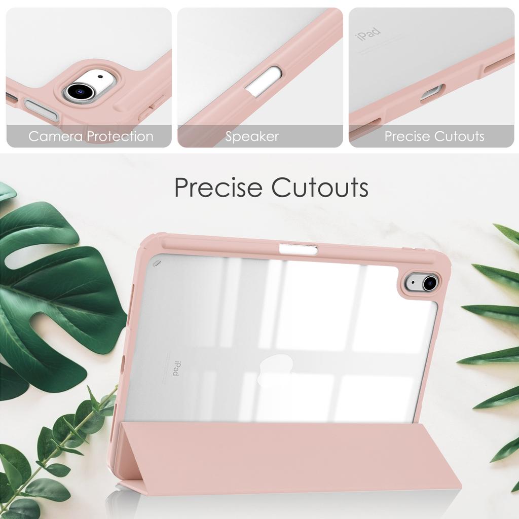 For iPad (2025)/10.9 (2022) Case Clear Acrylic Leather Tablet Cover Support Auto Sleep/Wake