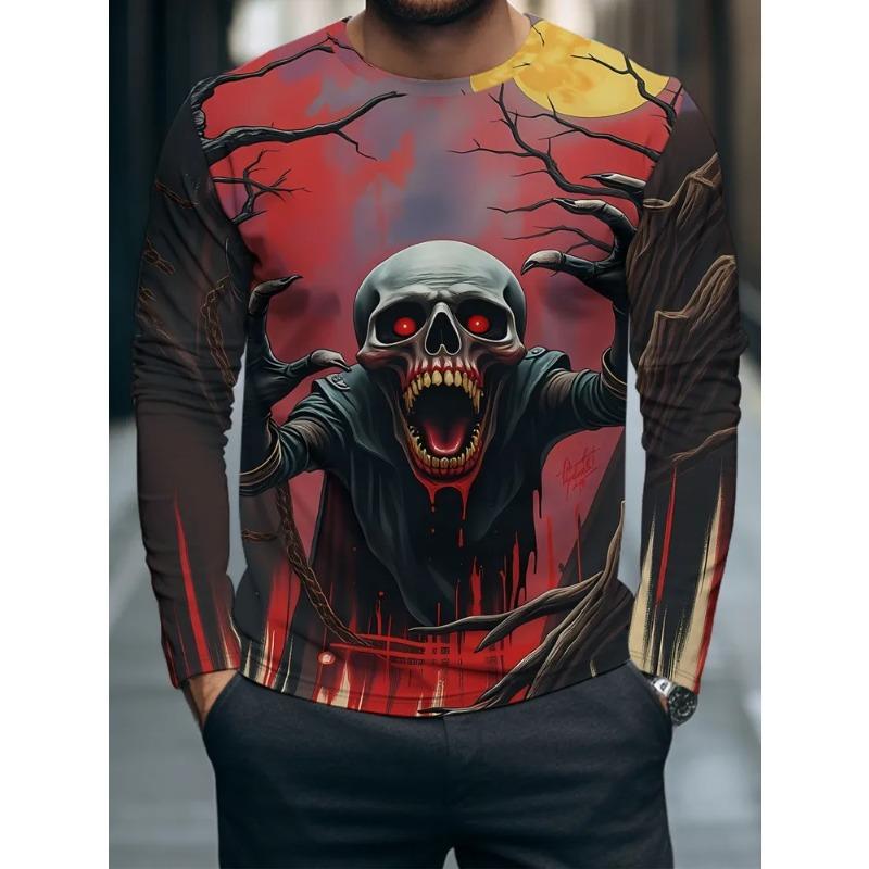 Men's Autumn 3D Printed Crew Neck Long Sleeve T-Shirt