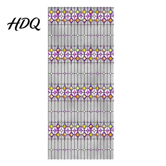 Decorative Window Film for Privacy Stained Glass Film Retro Geometric Plaid Static Cling Decal Double Removable PVC Cover Sided Sticker Doors
