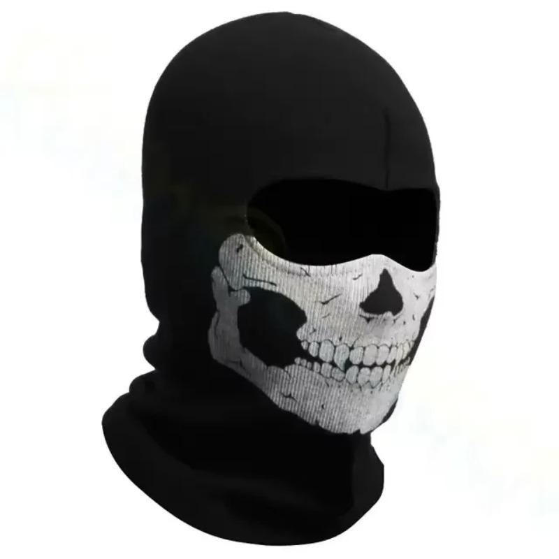 

Balaclava Motorcycle Full Face Mask Skull Print Motorbike Full Face Mask Windproof Skiing Head Neck Warmer Bicycle Helmet Liner чёрный