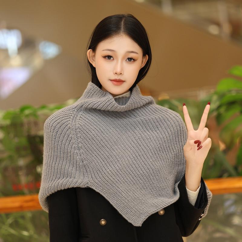 High Collar Shawl Winter Keep Warm Neck Protection Pullover Knitted Scarf For Women