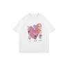 Oversize Women's Short-Sleeve T-Shirt with Pink Heart, Colorful Flowers and "Hpsom flower" Print