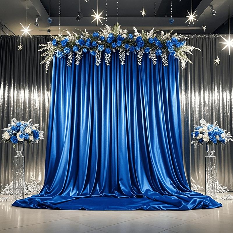 1PC Satin Backdrop Curtains Baby Shower Photo Background Drapes for Birthday Party Wedding Arch Stage Back Drop Cloth Decoration