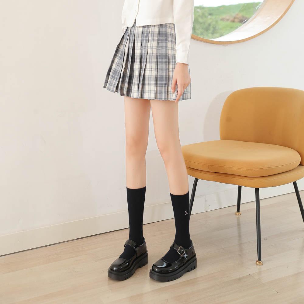 Long Stockings, Women's Calf Stockings, Embroidered Letters, Mid-calf, Black, High Calf, Knee-length, Trendy Spring and Autumn