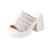 Women's Open Toe Slide Sandals Chunky Block Heel Platform Sandals Casual Beach Shoes Slip On Thick Sole Summer Footwear