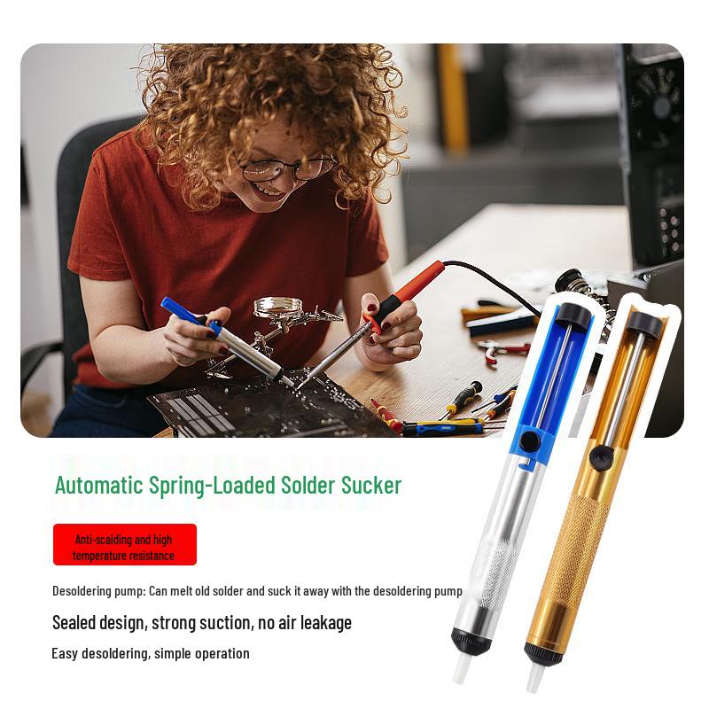 Non-slip Manual Aluminum Solder Sucker - Small Desoldering Tool