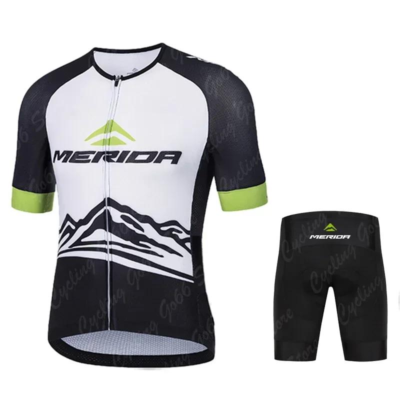 2026 Cyklistický dres Set Merida Letní Krátký rukáv Prodyšný Pánský MTB Kolo Cyklistické oblečení Maillot Ropa Ciclismo Jednotný oblek
