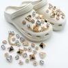 Luxury Designer Shoe Charm for Crocs DIY Vintage Metal Rhinestones Shoe Decoration Buckle for Croc Charms Hole Shoes Accessorie