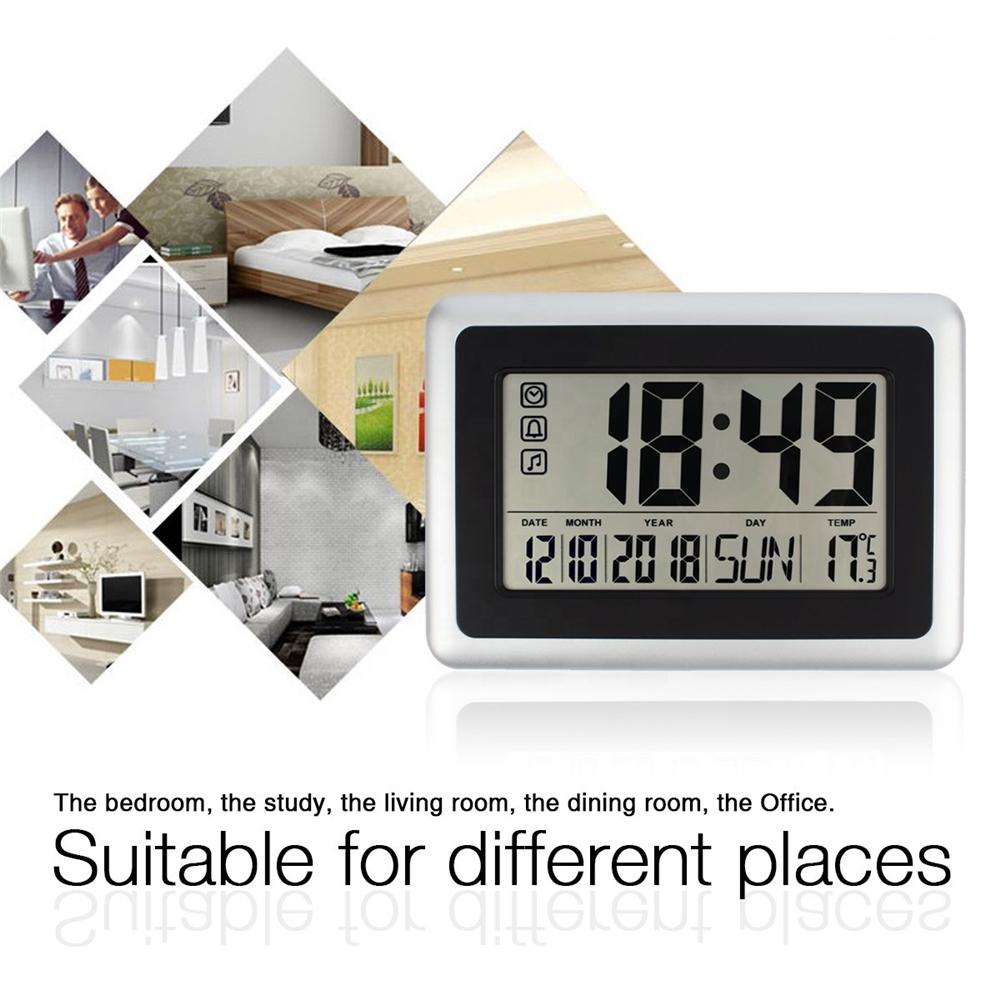 Professional Digital Wall Desk Clock Large Display with Indoor Temperature Date Calendar 2138