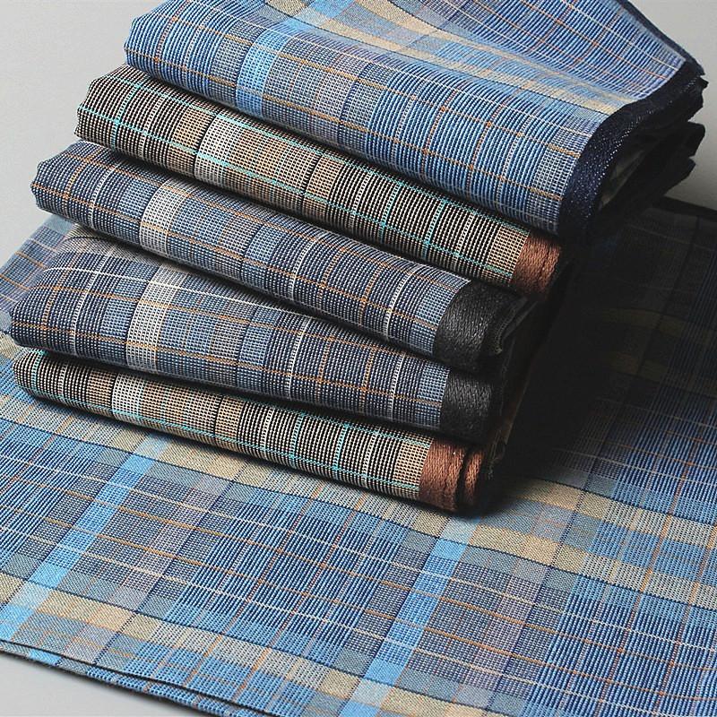 3Pcs 40x40cm 100% Cotton Retro Plaid Checkered Printed Old Men Handkerchiefs Square Towels Wedding Tea Party Favors