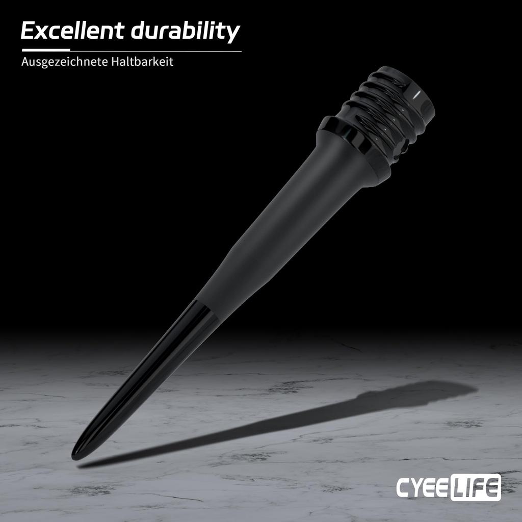 CyeeLife Dart Tips, Plastic, 1000 Pieces, High-Quality Soft Dart Tips, I 2 BA Line I Darts, Durable Replacement Tips for Soft Darts, Black