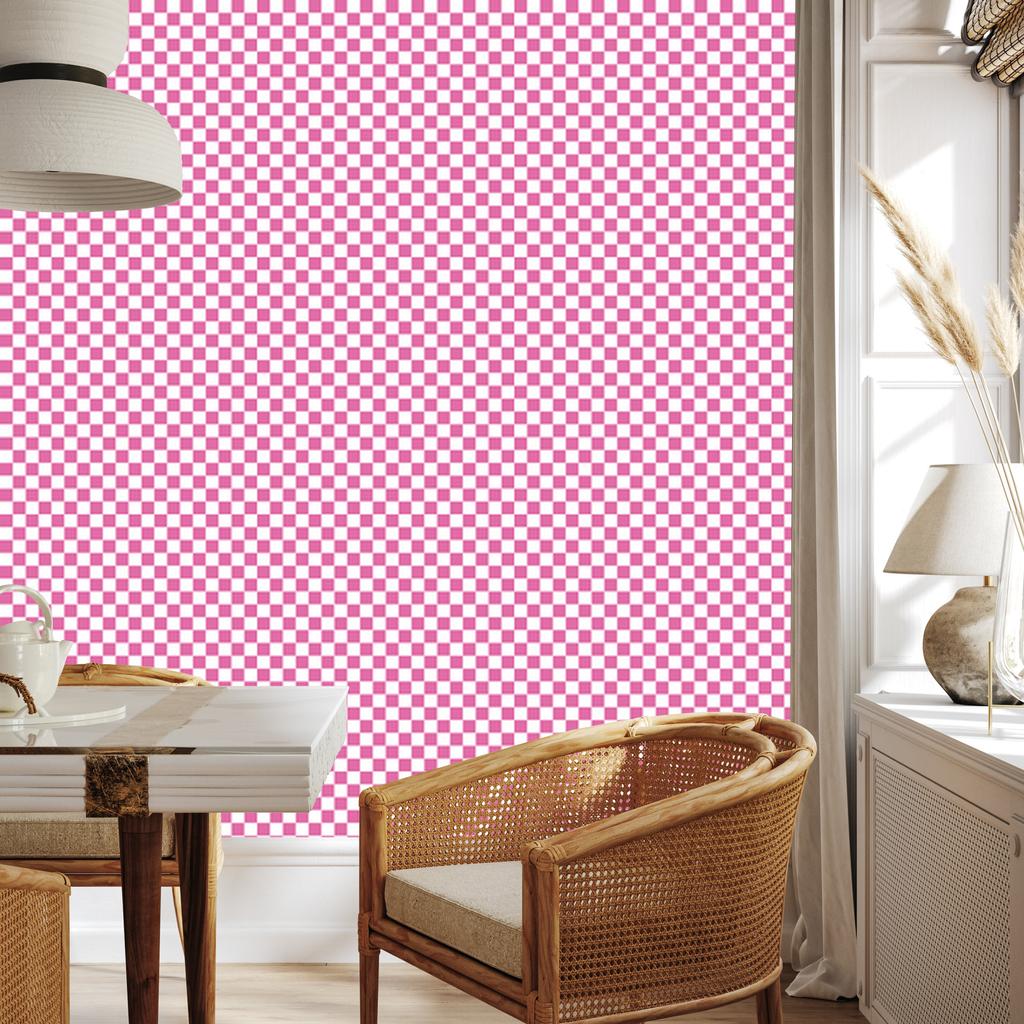 Checkerboard wallpaper, powder pink, soft shapes 50x1000
