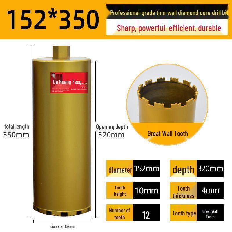 Diamond Core Drill Bit for Fast Drilling Steel Reinforced Concrete, Brick Walls, and Air Conditioner Installations.