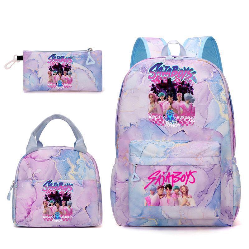 Kpop School Bag, Witch Hunter Girl Group Student Three-Piece School Bag, Large Capacity Backpack, Lightweight Cartoon School Bag