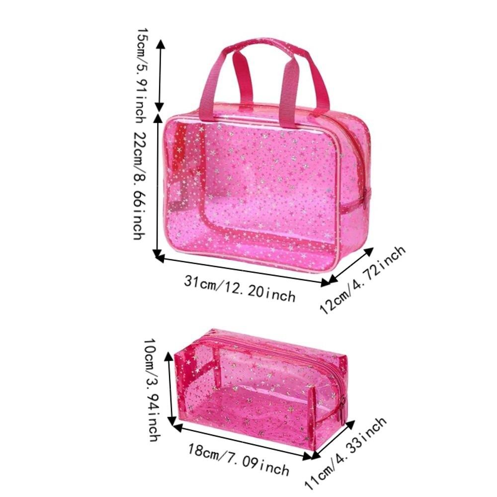 PVC Waterproof Transparent Makeup Bag Stars pattern Travel Beauty Organizer Daily Use