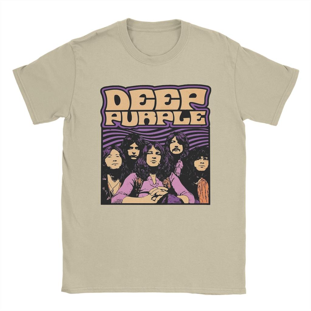 Classic Robot with Flashing LED Eyes Rock Band Deep Purple Men T Shirt Fashion Tees Short Sleeve Crewneck T-Shirt Cotton Tops