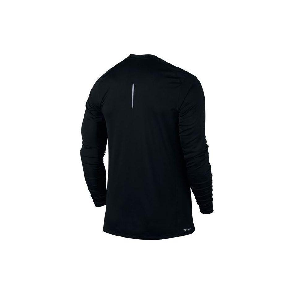 Nike Solid Color Crew Neck Sports Long Sleeve T-Shirt Men Tops Black 833594-010