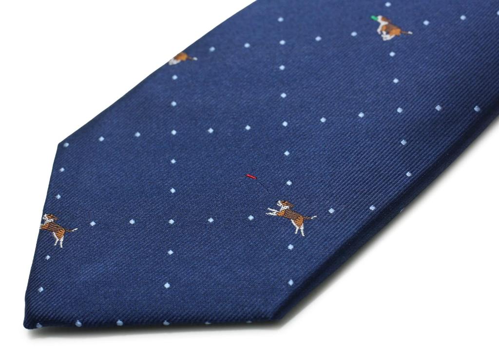 Simon Carter Dog & Dot Silk Tie (Dark Blue)