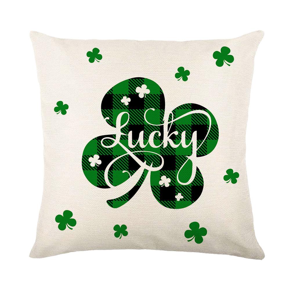 Combination Festival Cushion St. Patrick's Day Cushion Green Plaid Four-leaf Clover Sofa Cushion