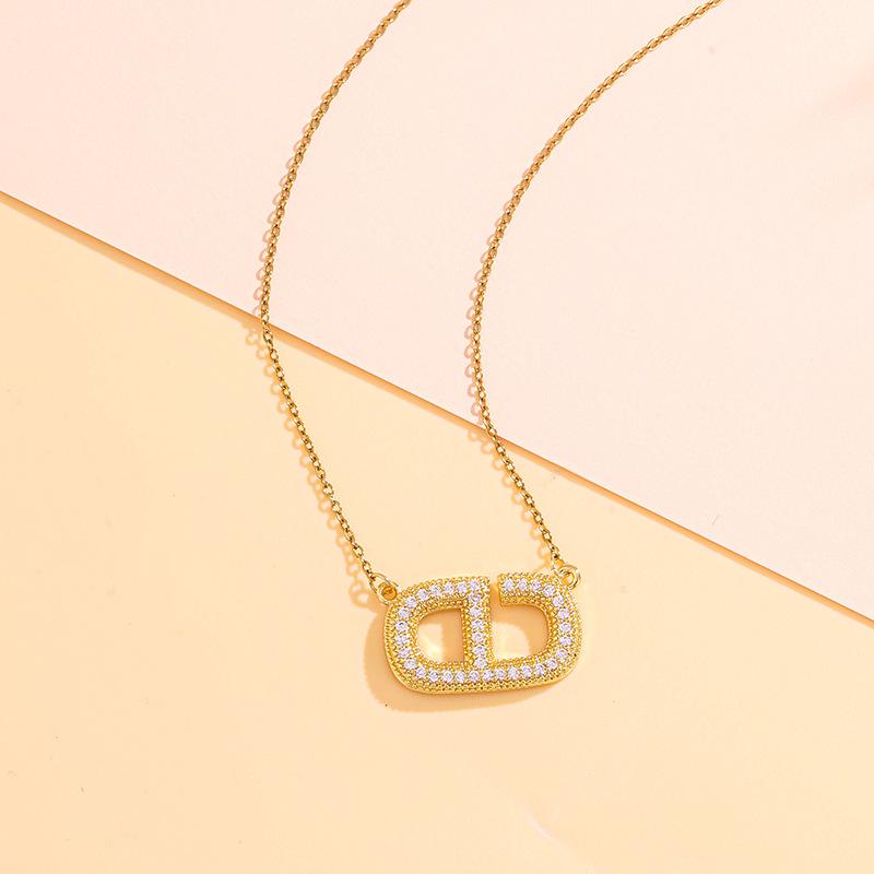 

Letter Necklace Women S Light Luxury Simple Personality Micro-Inlaid Zircon Pendant Jewelry