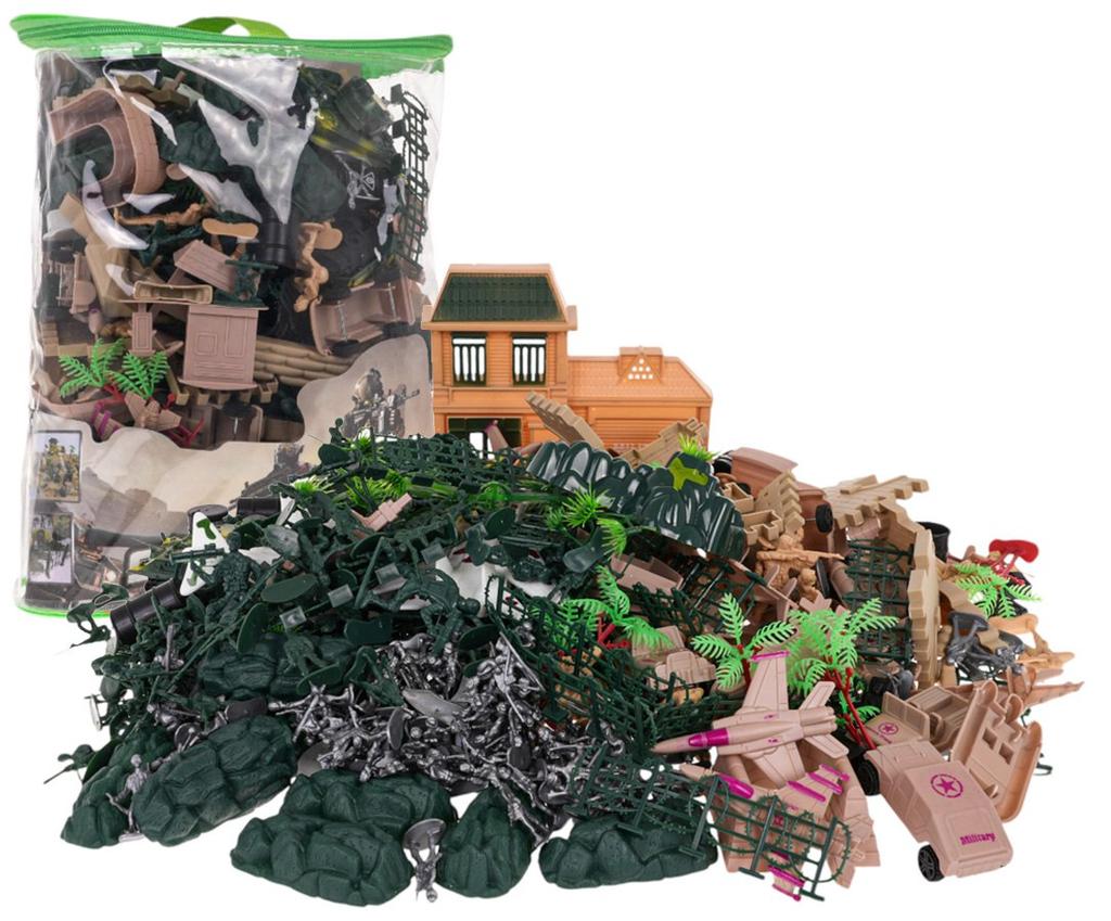 Set mit Soldaten und Militärfahrzeugen