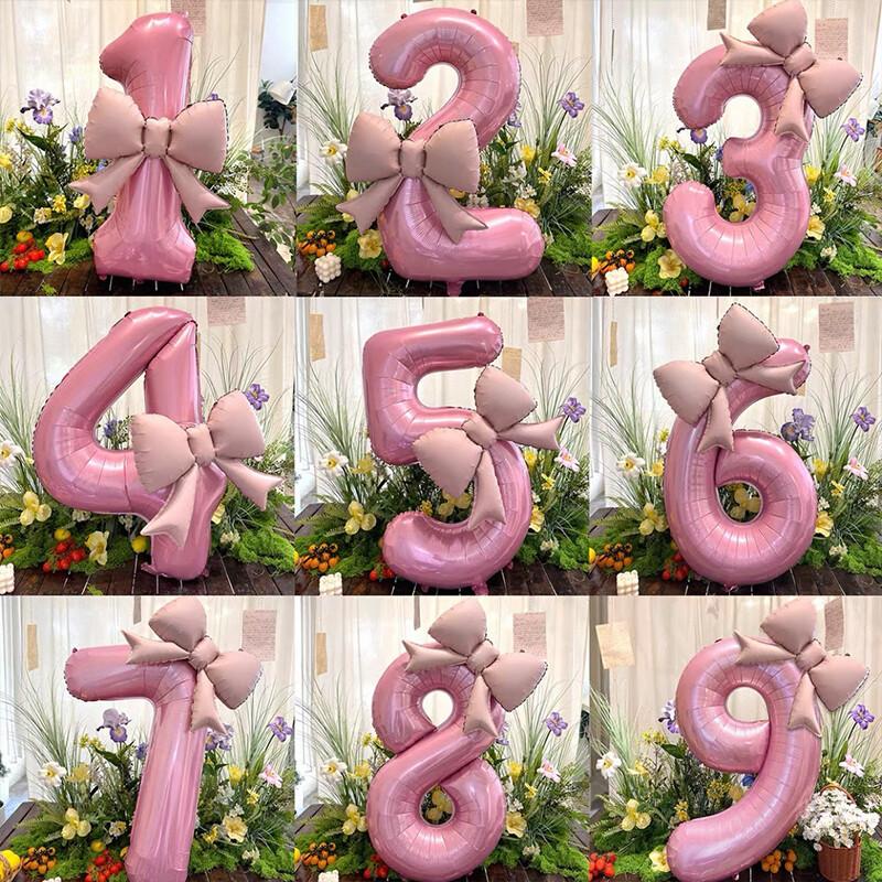 Onizi Birthday Scene Setup Girl Birthday Props Atmosphere Boy Party Decoration Bowknot Number Balloon 9
