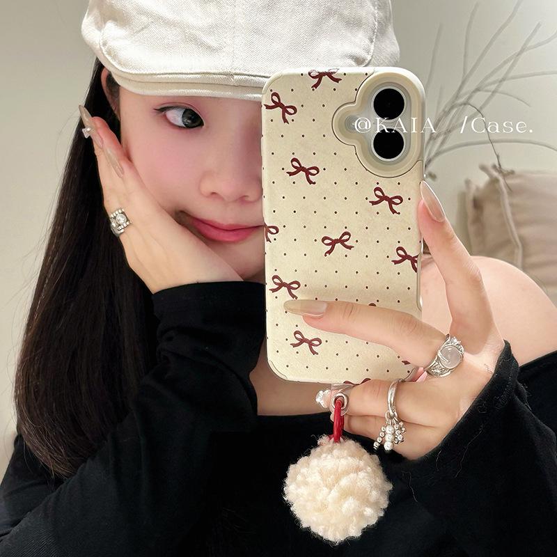 

Red Polka Dot Bow Case for iPhone 13/12/15/16 Pro Max iPhone 16 Pro Max