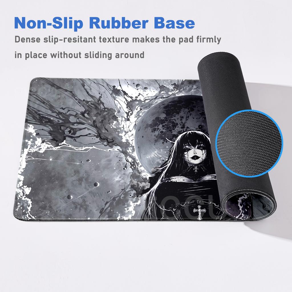 HD XXL Anime Girl Mouse Pad Black Dark Style Nun Mousepad Rug Large Gaming Keyboard Office Mat PC Accessories 400x900mm Desk Mat