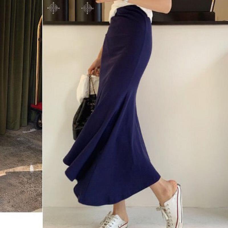 

Однотонная шифоновая сексуальная юбка женская с высокой талией летняя длинная юбка новинка 2022 элегантные женские офисные юбки миди весна One Size темно-синий