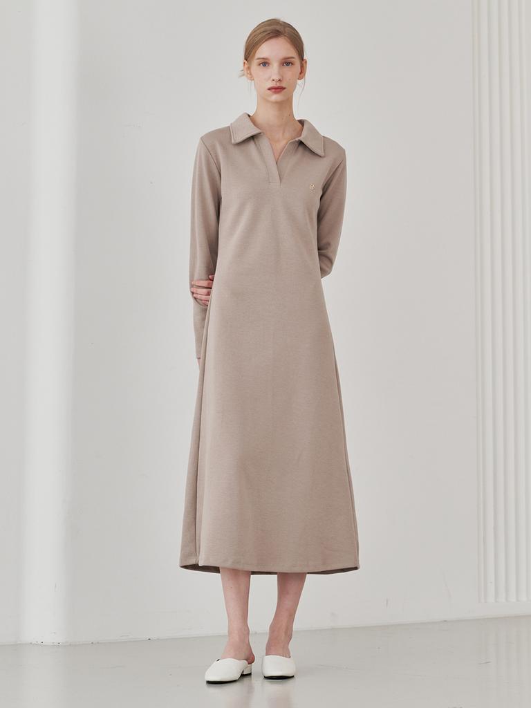 NOUVE Slim Fit Collar Dress - Beige