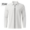 Men Solid Color Long Sleeve Shirt Autumn Winter Breathable Simple And Elegant Top Lapel Zipper Placket Outdoor Sports T-Shirt with