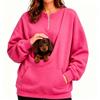 2026 Womens Half-Zip Loose Fit Hooded Sweatshirt With Front Pocket Pet-Friendly Casual Pullover