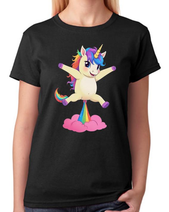 Unicorn Farting Rainbow Ladies T-Shirt 3XL