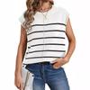 New Women's Striped Knit Sweater Vest Sleeveless Pullover Patchwork Casual Top