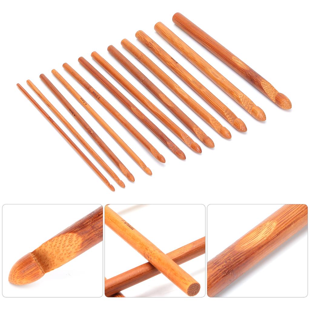 12 szt. Karbonizowane Bambusowe Szydełka Zestaw Drutów do Robienia na Drutach Narzędzia do Tkactwa Akcesoria