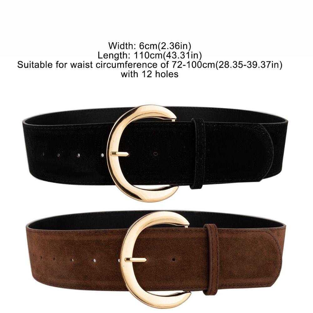 Retro Luxury Design Suede Leather Wide Belt Trendy Casual Pin Buckle Waistband Versatile Trouser Dress Belts For Women