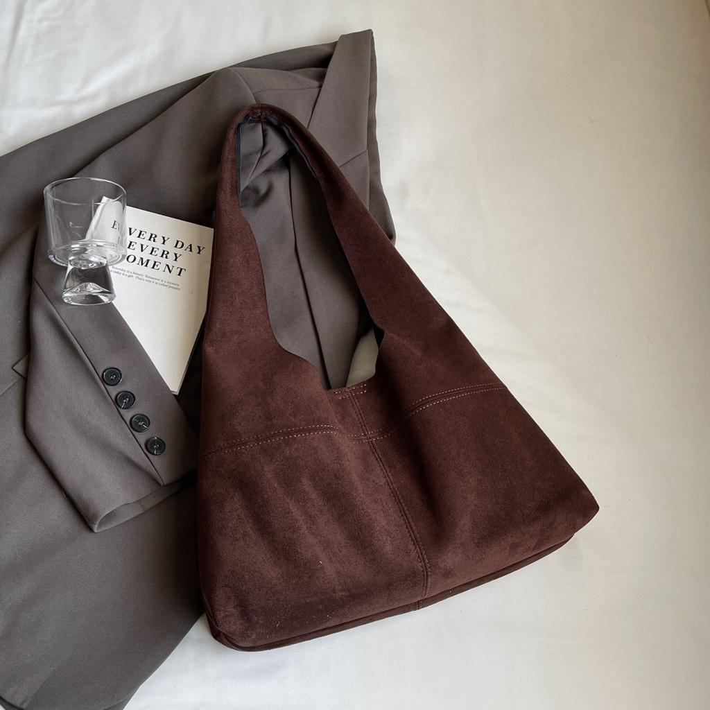 Retro Frosted Suede Underarm Bag for Women,  Autumn New Fashion Commuting High-end Versatile Shoulder Tote Bag